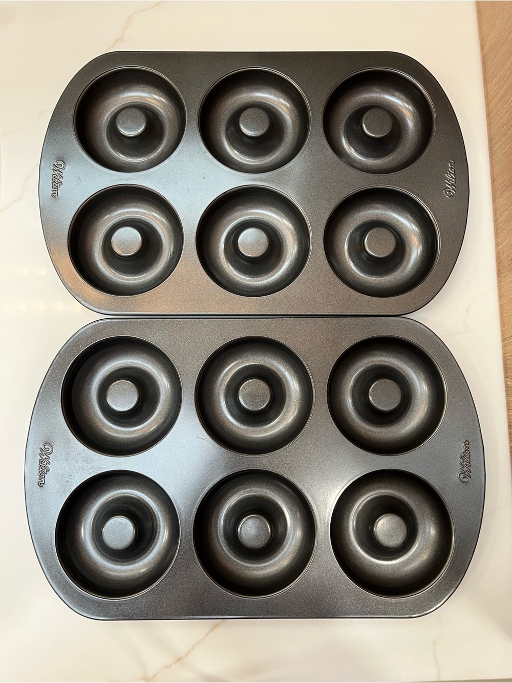 Wilton Non-Stick 6-Cavity Donut Baking Pans - Set of 2, Gray Steel
